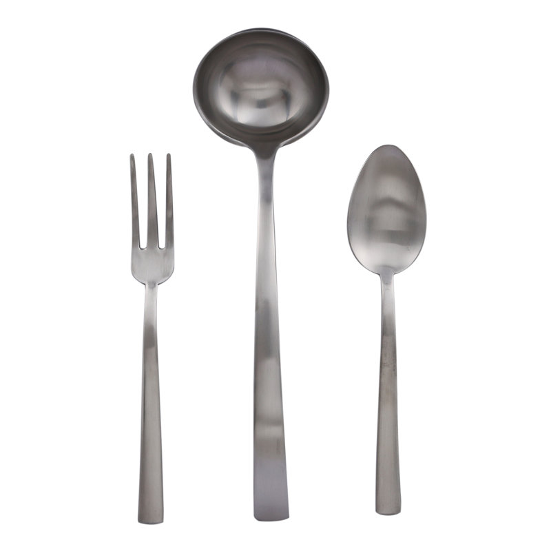 Levantina 3 Piece Stainless Steel (18/10) Wood Stainless Steel Hostess Set, Ice
