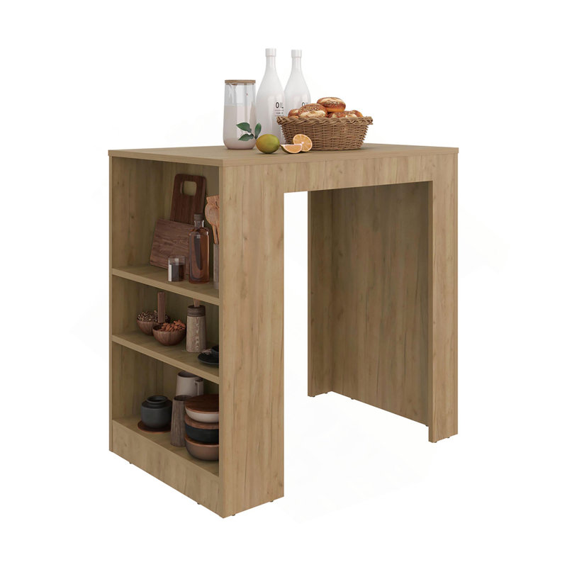 Îlot de cuisine et plateau de table à hauteur de comptoir avec tablette