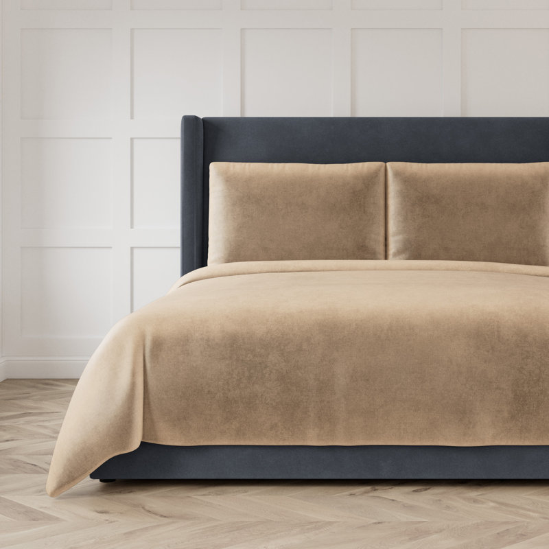 Modern Velvet Coverlet, King Coverlet, Taupe