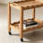 Solid Rubberwood Rolling Side Table, 2-Tier with Lockable Wheels & Removable Tray, Sturdy Durable