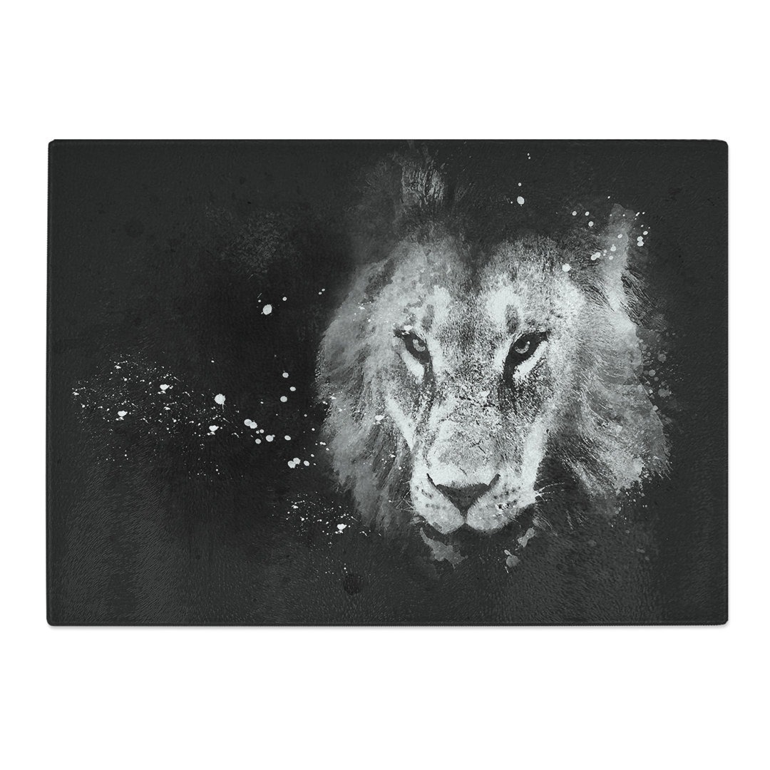 Tempered Glass Portrait of a Lion Chopping Board