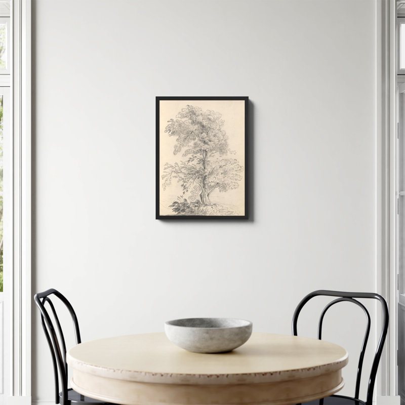 «Tree Sketch» par Wild Apple, Non, Papier avec cadre simple noir, H 24 po x l 18 po