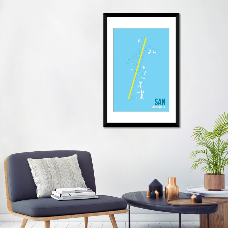 Reproduction d’art graphique sur toile tendue à gauche San Diego par 08, H 24 po x l 16 po x P 1 po, Blanc