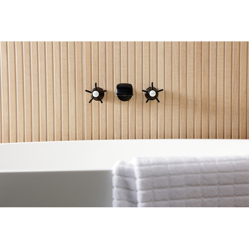 Kingston Brass Hamilton Two-Handle 3-Hole Wall Mount Roman Tub Faucet, Matte Black