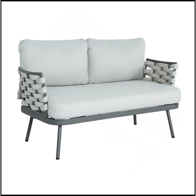 Causeuse et table en acier Mariano, gris, Gris, Blanc