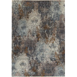 Damask Area Rug in Gray