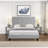 Upholstered Platform Bed Frame with Button Tufted Linen Fabric Headboard, No Box Spring Needed, Wood-1799898623