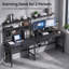 Reversible L-Corner Workstation Desks & Storage Unit, Gaming & Home Office Computer Station with LED Lighting, Power Socket, Drawer, Storage Shelves and Monitor Riser, Multi-Purpose Study Table Available in 4 Finishes-1070745815-1070745816