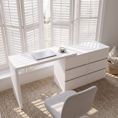 Bureau de bureau à rallonge avec 6 tiroirs, coiffeuse de maquillage
