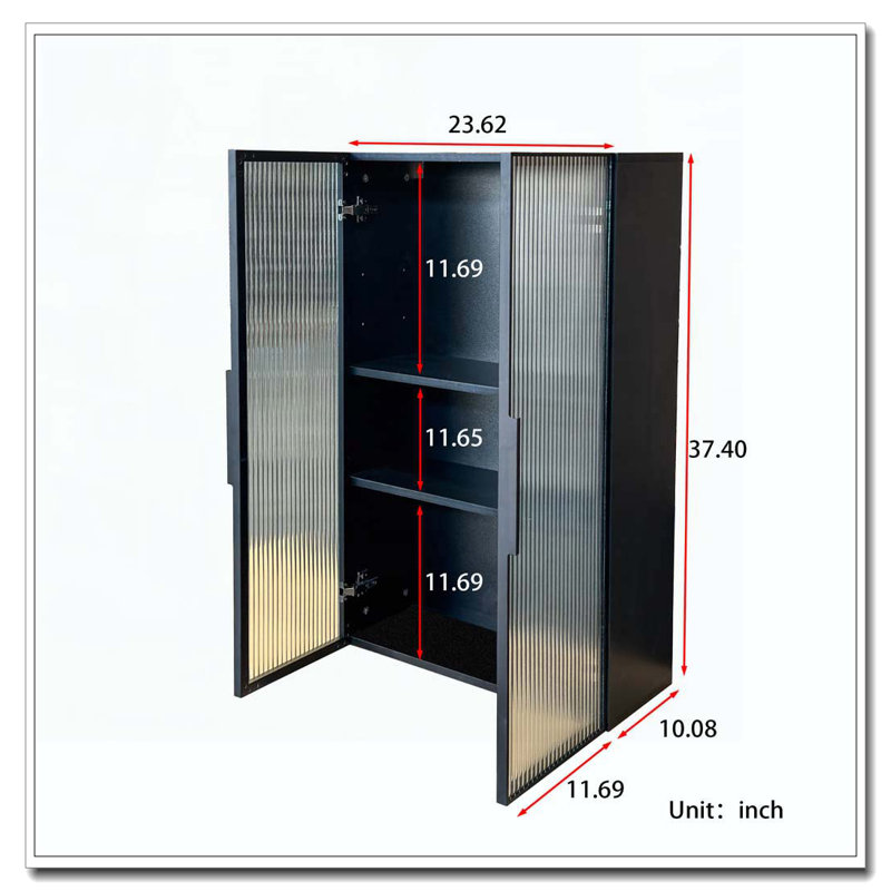 Armoire de rangement murale à porte en verre multi-usage