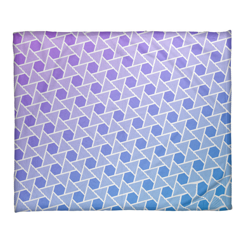 Jeté en molleton hexagones et triangles Katelyn Elizabeth, Mauve / Bleu