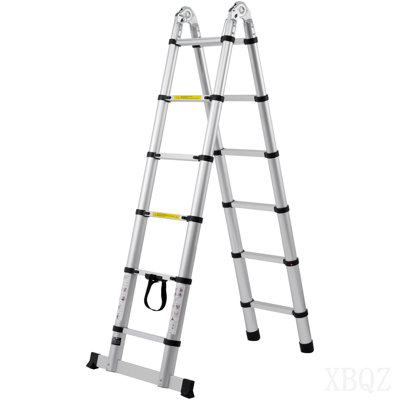 Échelle d'extension télescopique 12,5 pi en forme de A avec barre stabilisatrice pour véhicule récréatif