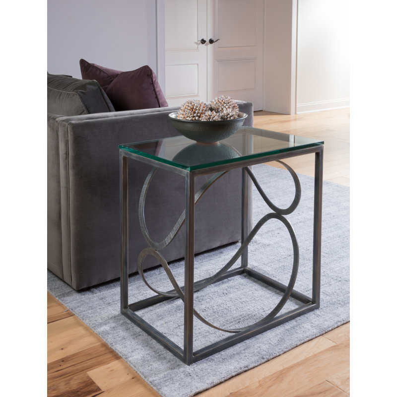 Metal Designs Ellipse Rectangular End Table, Gold Leaf