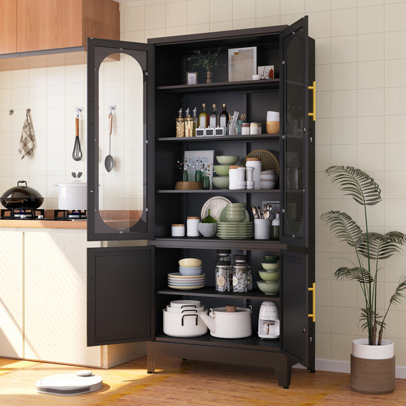 Sturdy Multi-Functional Kitchen Pantry Storage Cabinet Ideal for Modern Home, Black