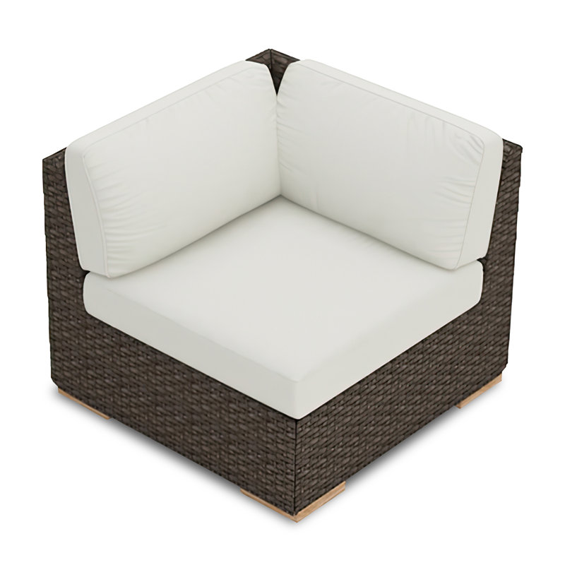 Chaise de patio avec coussin Buckholtz, Toile Sunbrella® naturel, Brun / châtaignier