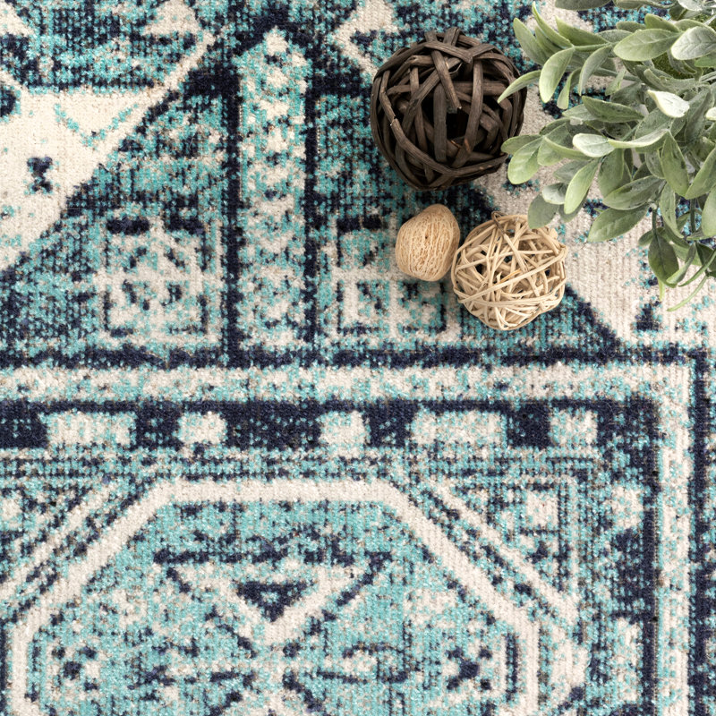 Tapis intérieur/extérieur bleu Robinett, Rectangle 5 pi x 8 pi