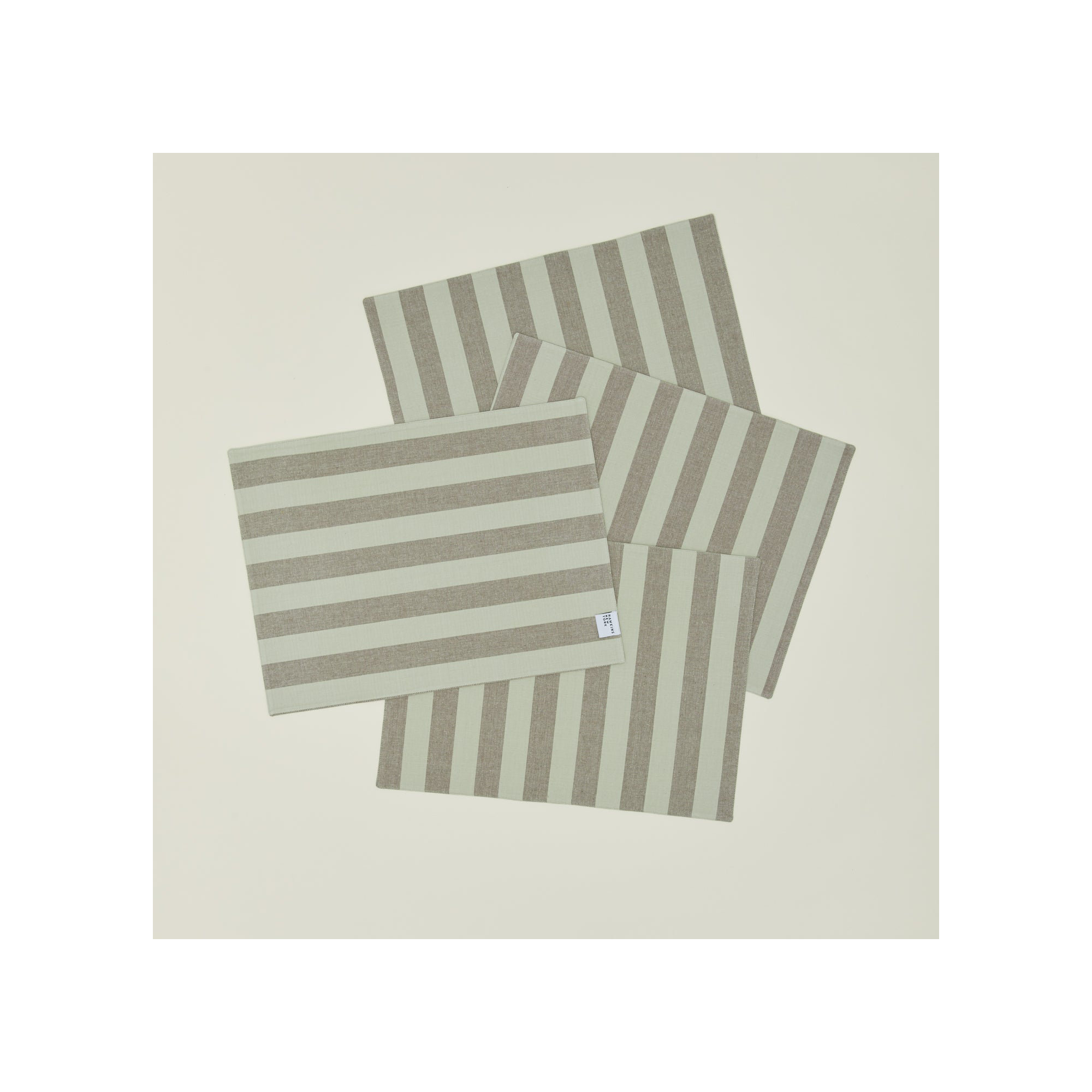 Essential Striped Placemat - Set Of 4, Sage/Olive