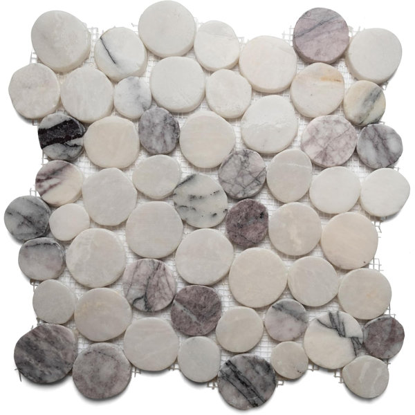 CNK Tile Milas Lilac Moon Mosaic Tile - 12" X 12" Polished Natural Stone For Bathroom Kitchen Backsplash And Walls - Elegant Moon-Inspired Design - Durable & Easy Maintenance - Pack Of 1