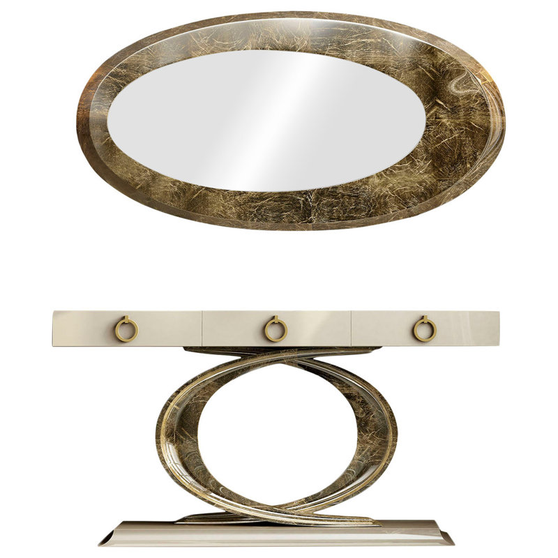 Ensemble de console et de Miroir Saphire, H 29,5 po x l 47,2 po x P 15,6 po