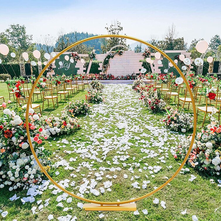 Stonehill 7.2ft Metal Wedding Arch Backdrop Stand for Wedding Flower Arrangements Balloon Everly Quinn