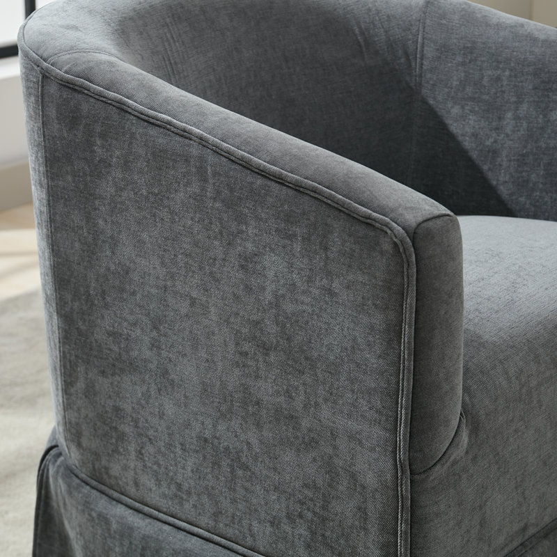 Upholstered Swivel Barrel Chair Set Of 2, Gray