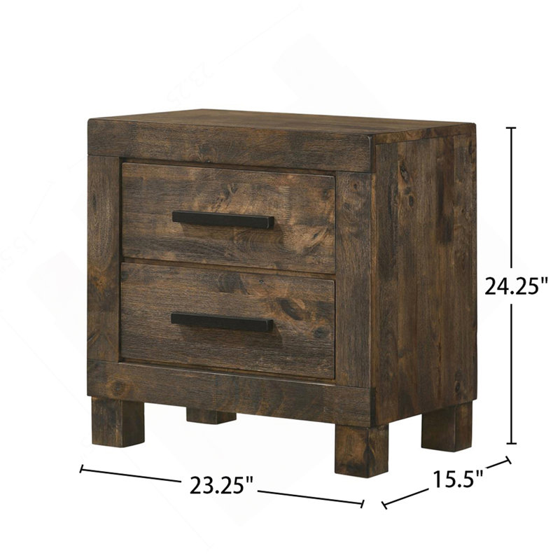Table de chevet 2 tiroirs en panneau de fibres à densité moyenne