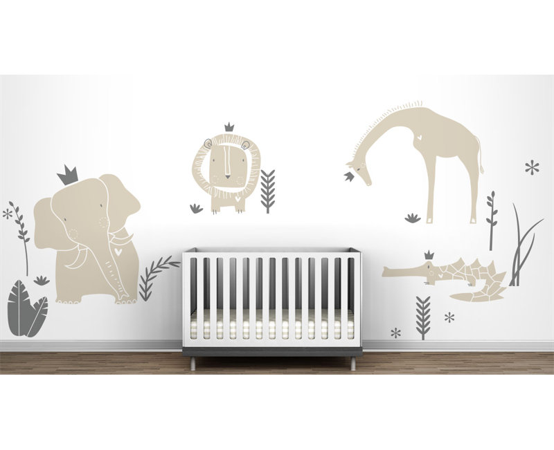 Décalcomanie murale Royal Safari, Beige clair / gris moyen