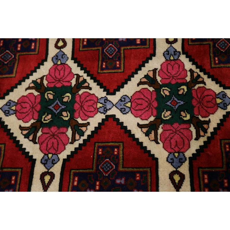 Tapis oriental rouge / jaune en laine noué à la main