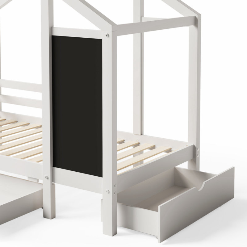 Allesha House Bed Daybed with Blackboard and Drawers, Twin