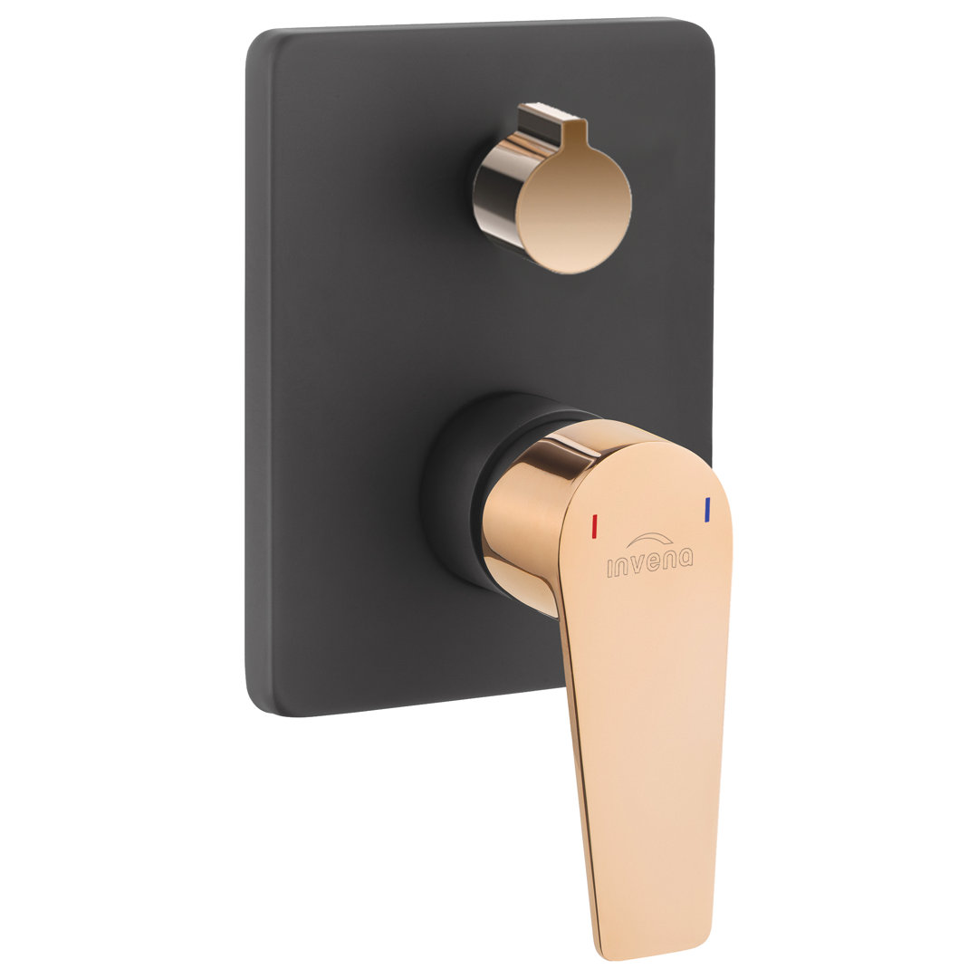 Black/Rose Gold Brass Wall Concealed Shower Mixer Set Rainfall Handshower