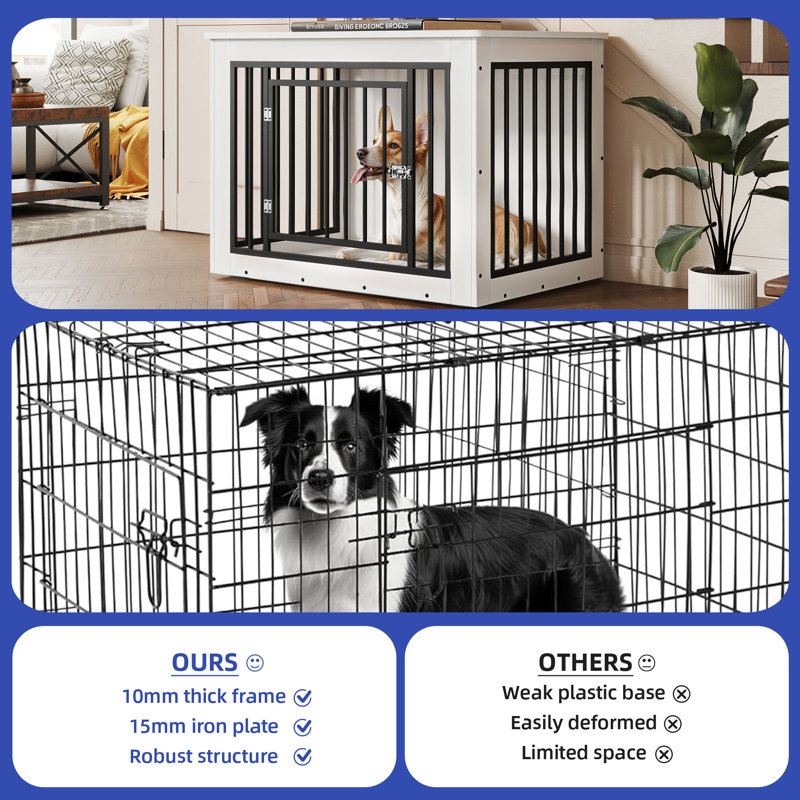 Caisse en bois pour chien, H 26,8 po x l 38,2 po x P 24 po, Blanc