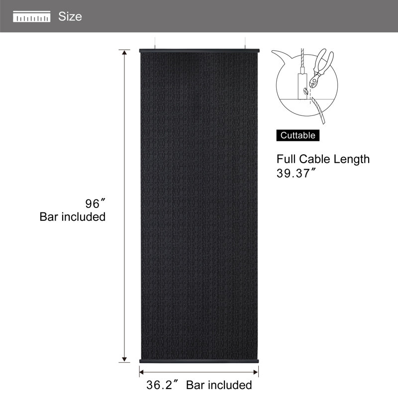 Fruge 36''W x 96''H, 2-Panel Hanging Room Divider, Sheer Semi Privacy Screen, Fire Retardant