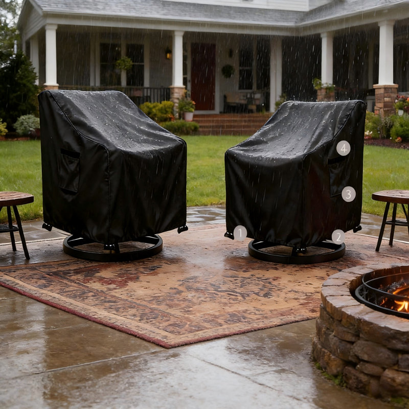 Waterproof Outdoor Swivel Patio Chair Cover, 2 Pack, (Black)