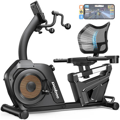 Recumbent Exercise Bike, Stationary Bikes for Home with Arm Exerciser, Magnetic Recumbent Bike with Ergonomic Backrest & Comfortable Seat, Smart APP, Pulse Sensor, 400LBS Weight Capacity