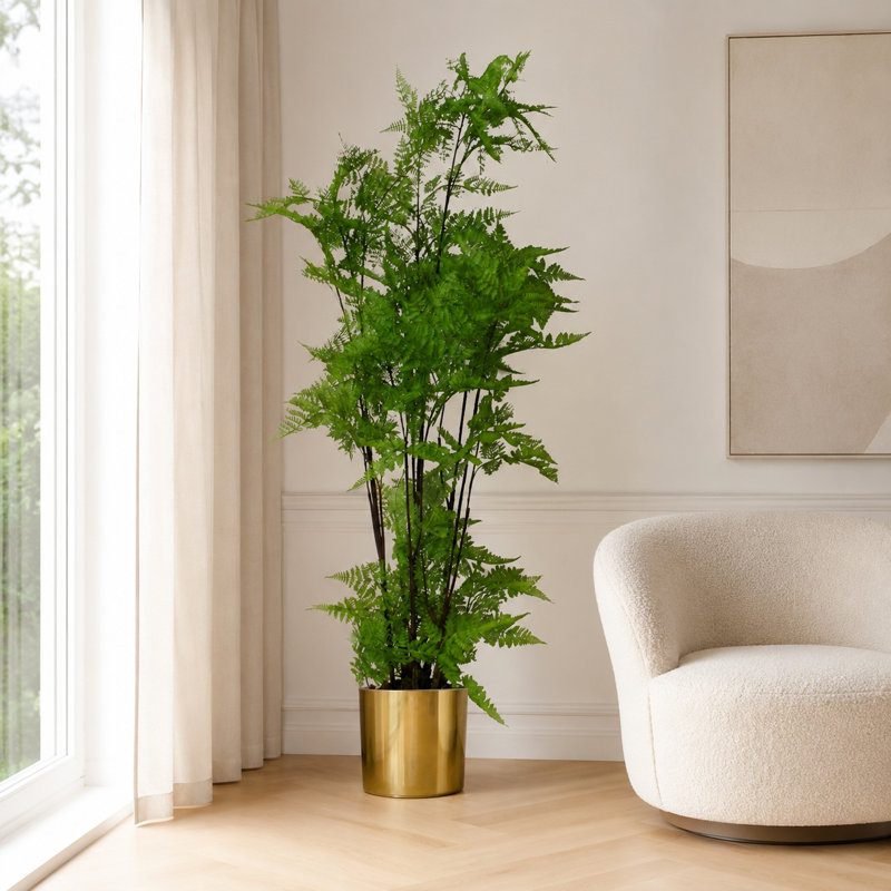 150cm Faux Plant in Metal Planter, Gold