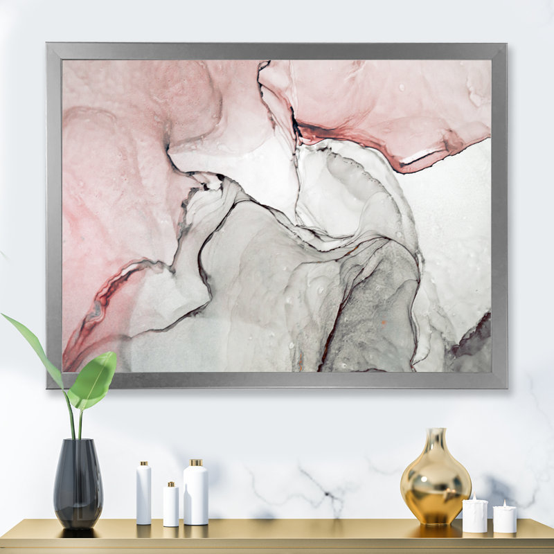 Art mural sur toile luxueux rose gris marbré II, Toile avec cadre photo, H 8 po x l 12 po, Argent argent