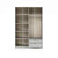 Armoire penderie 4 tiroirs 2 tiroirs avec miroir, gris
