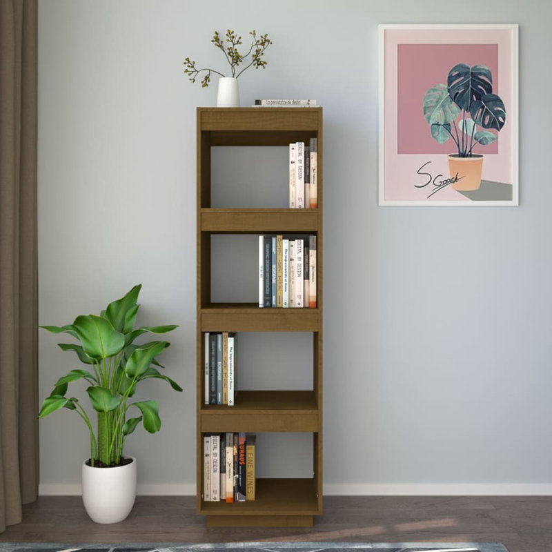 Goshgar 135cm H Solid Wood Etagere Bookcase, Dark Brown, 135cm H x 40cm W x 35cm D