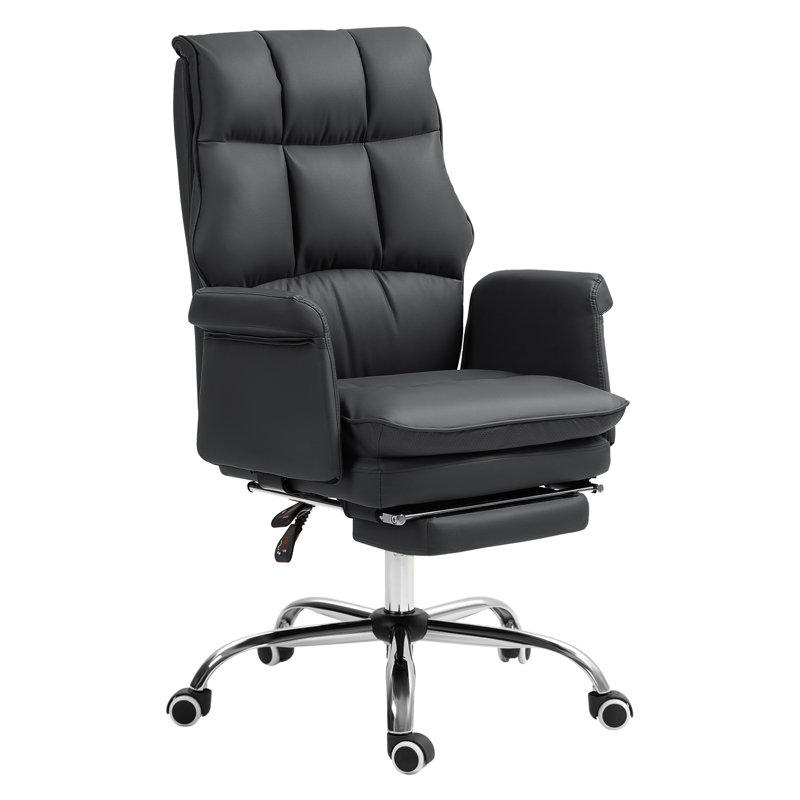 Fauteuil de bureau ergonomique en cuir de polyuréthane avec repose-pieds HOMcom