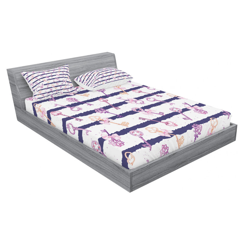 Microfiber Striped Sheet Set, Queen Sheet Set with Fitted Sheet