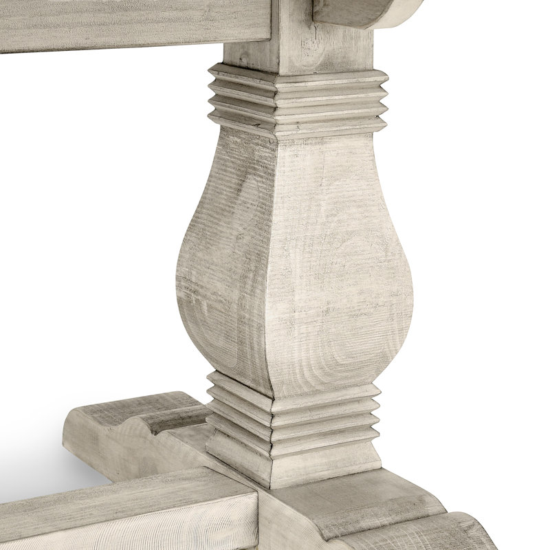 Kinston 94" Solid Wood Dining Table, Distressed Ivory