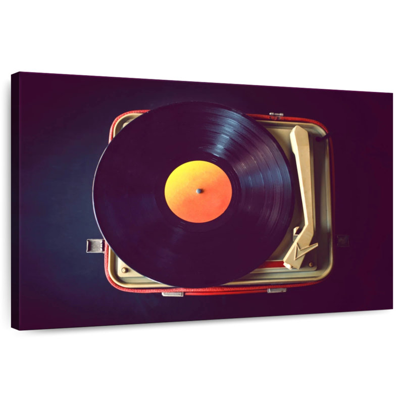 Compact Record Player, 8" H x 12" W