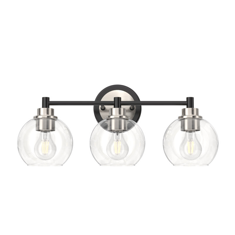 Shelburn Dimmable Vanity Light, Matte Black/Brushed Nickel, 3