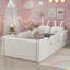 Lit plateforme simple tapissier avec coussin en lapin, lit pour enfant avec rails latéraux amovibles, blanc (date d’arrivée prévue le 2025/1/15)