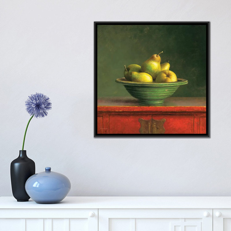 «Pears», reproduction sur toile, H 37 po x l 37 po x P 1,5 po, Toile avec cadre noir, Pas de tapis