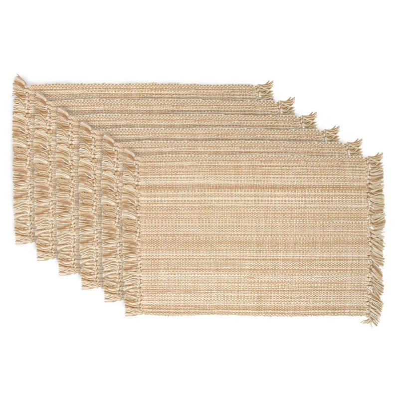 Ensemble de napperons en coton Wieland, Taupe, À rayures