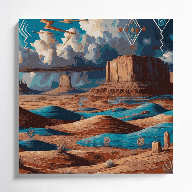 Art mural sur toile 73 "Southwestern Cowboy Navajo", H 12 po x l 12 po