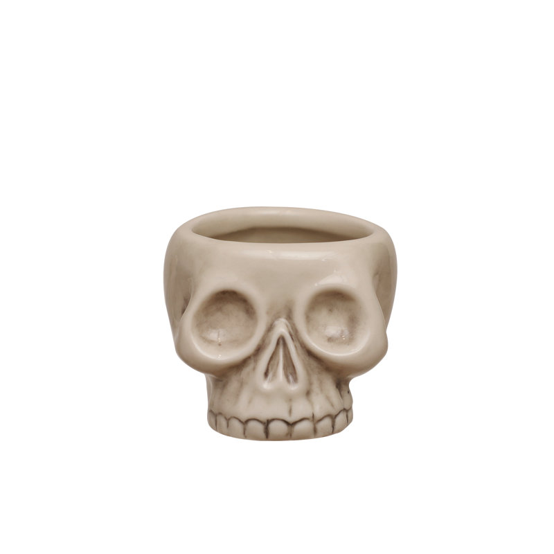 Stoneware Skull-Shaped Shot Glass