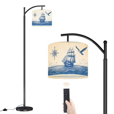 Lampe sur pied arc voilier rétro dessinant des lampes sur pied nautiques avec télécommande DEL abat-jour réglables pour lampes de bureau