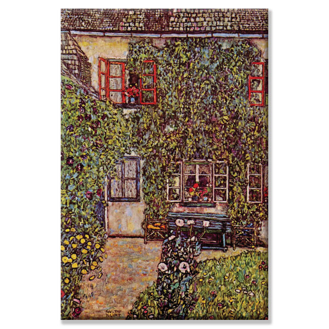 «The House of Guard» par Gustav Klimt - reproduction d'art sur toile tendue, H 36 po x l 24 po